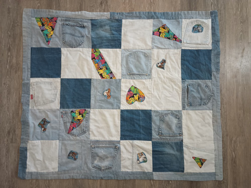 Handmade denim patchwork quilt - denim,